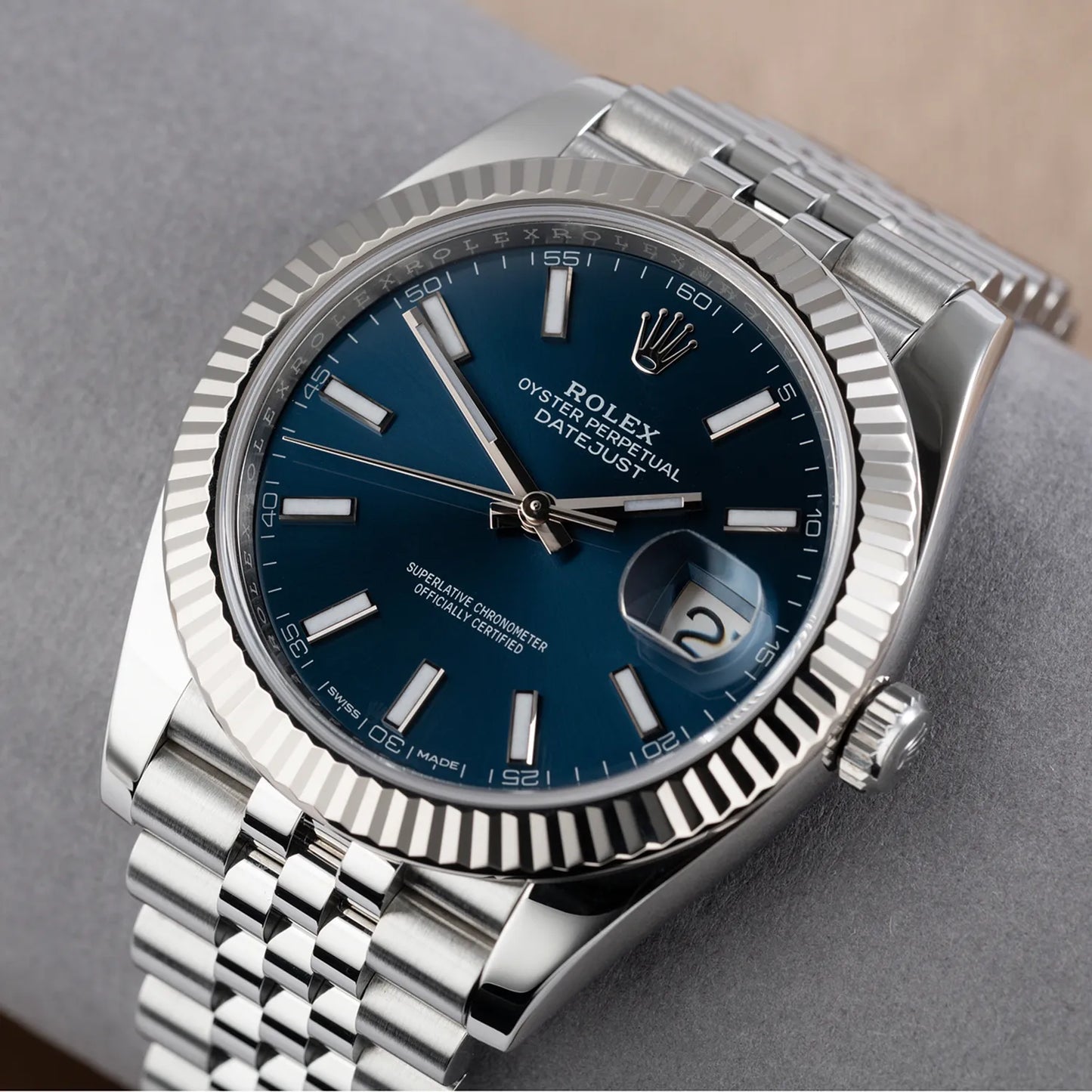 Rolex Datejust 41mm Oystersteel and white gold Bright Blue Dial 126334-0002
