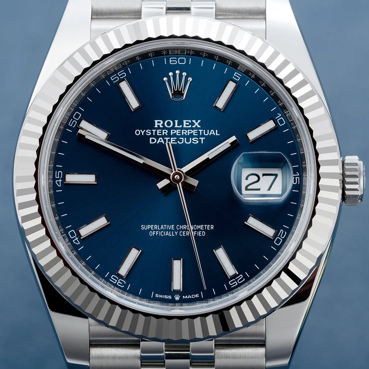 Rolex Datejust 41mm Oystersteel and white gold Bright Blue Dial 126334-0002