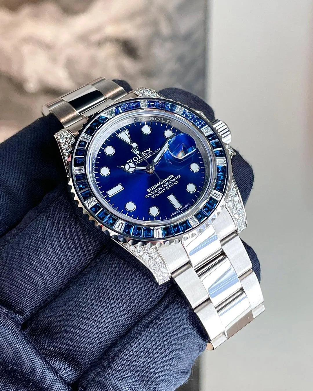 Big Promotion - Rolex Submariner Date 116659 SABR 18K White Gold Diamonds Sapphires Unworn