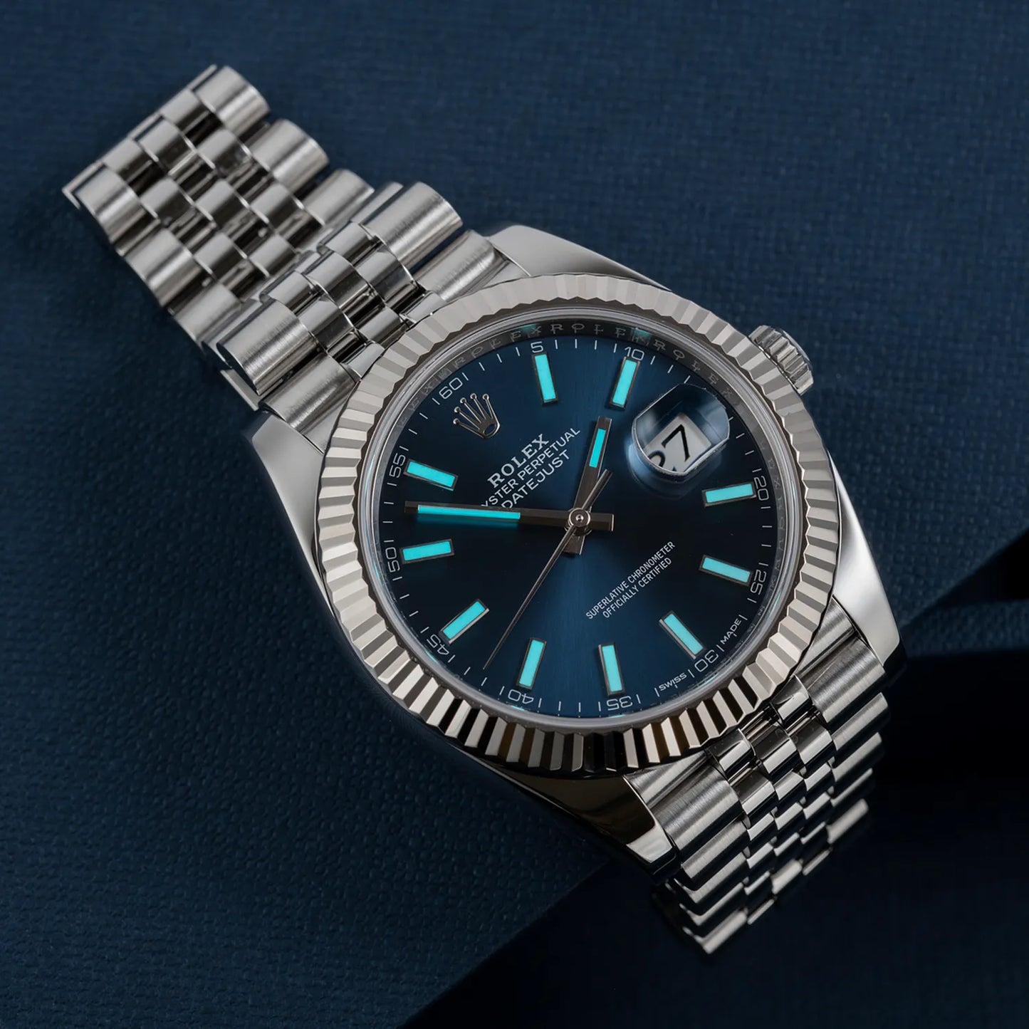 Rolex Datejust 41mm Oystersteel and white gold Bright Blue Dial 126334-0002