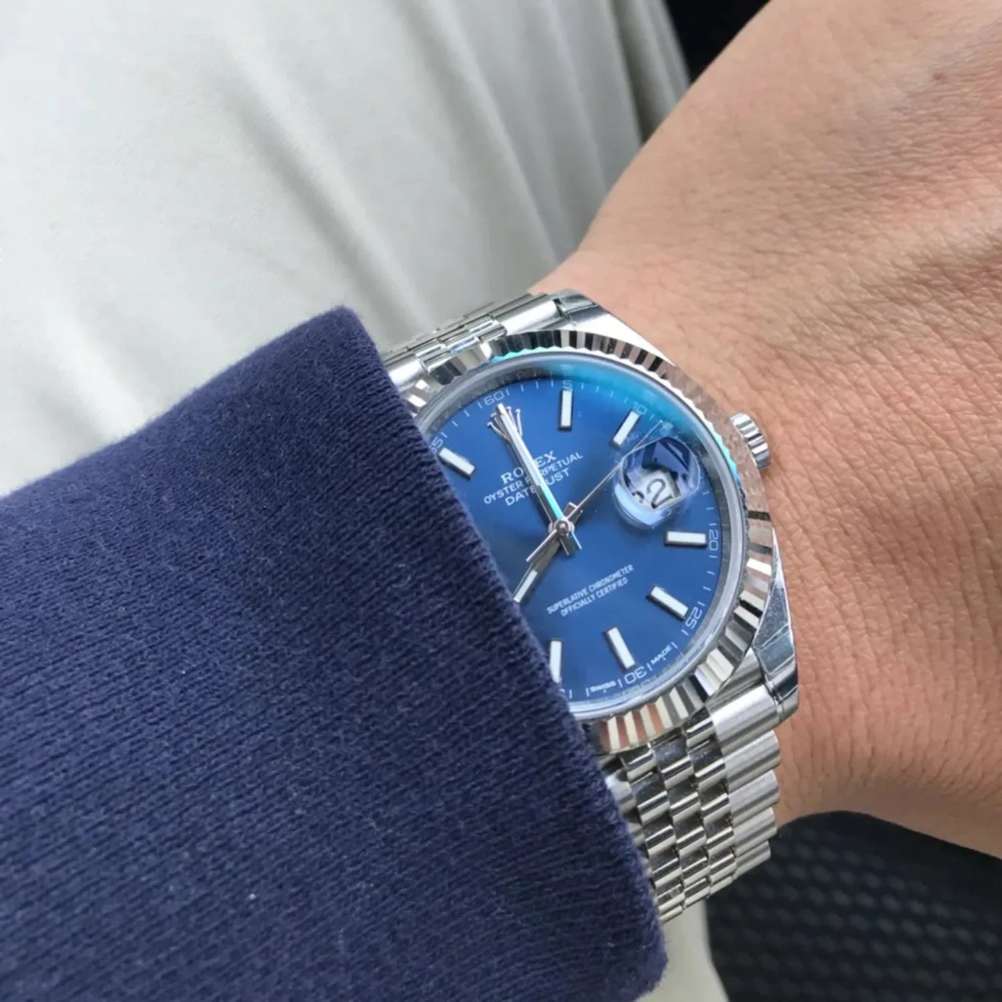 Rolex Datejust 41mm Oystersteel and white gold Bright Blue Dial 126334-0002