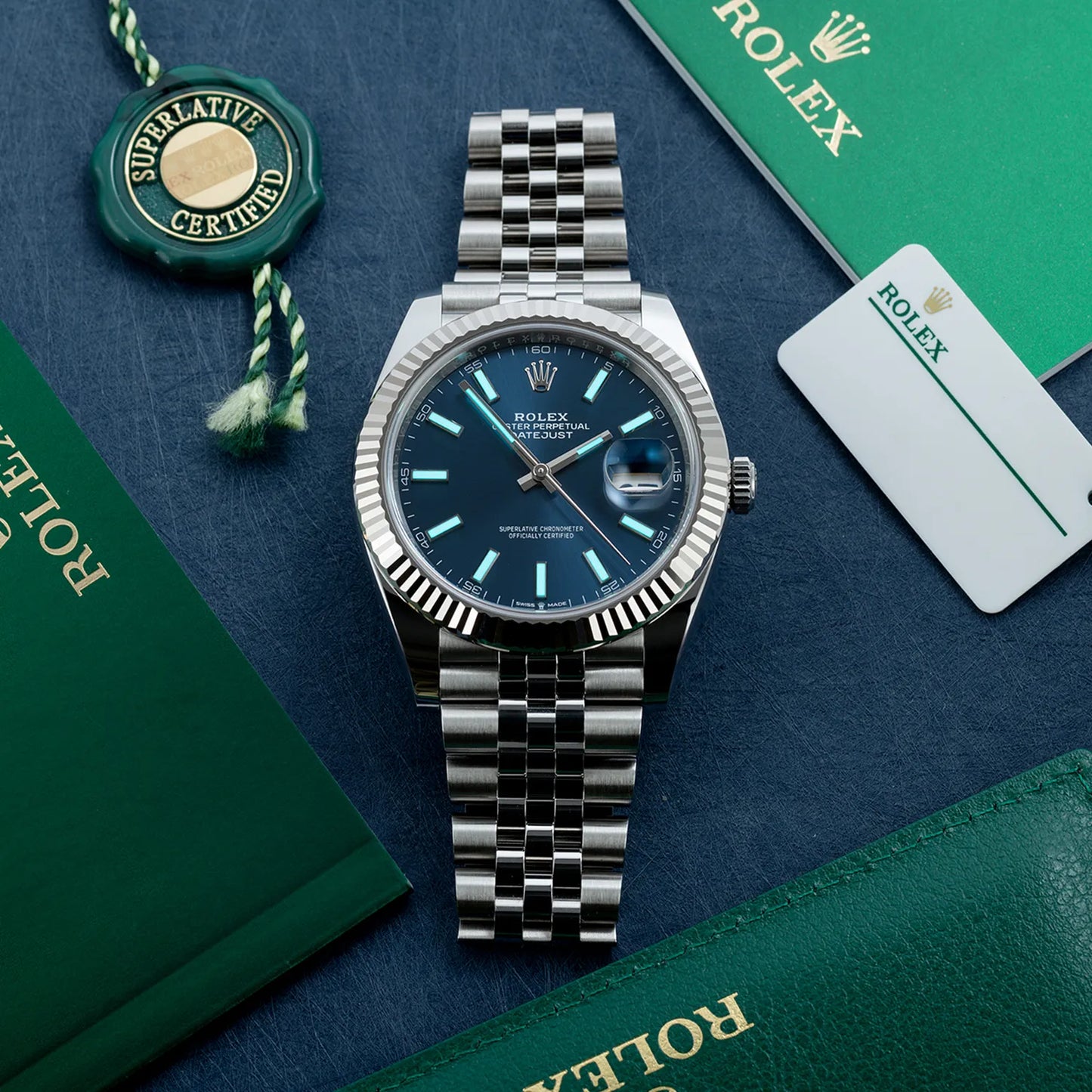 Rolex Datejust 41mm Oystersteel and white gold Bright Blue Dial 126334-0002