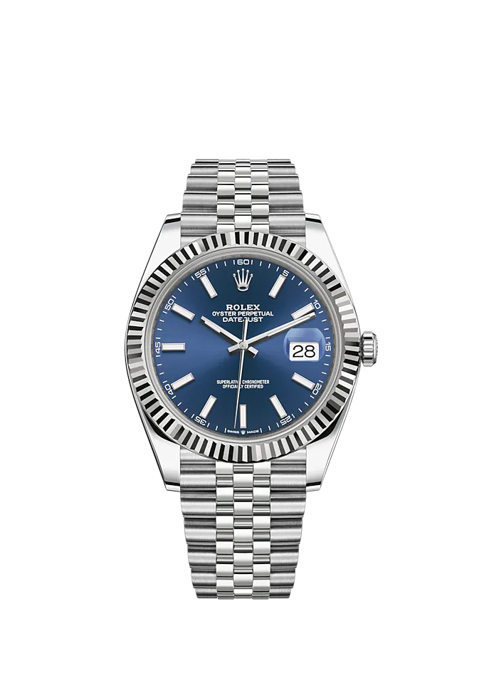 Rolex Datejust 41mm Oystersteel and white gold Bright Blue Dial 126334-0002