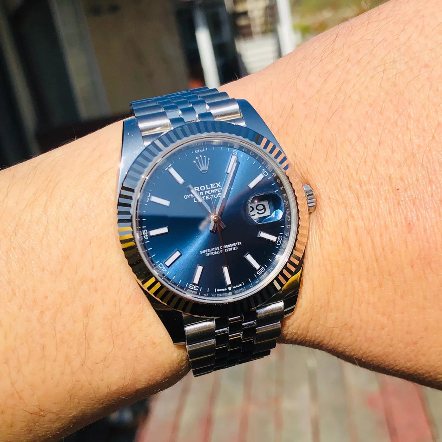 Rolex Datejust 41mm Oystersteel and white gold Bright Blue Dial 126334-0002