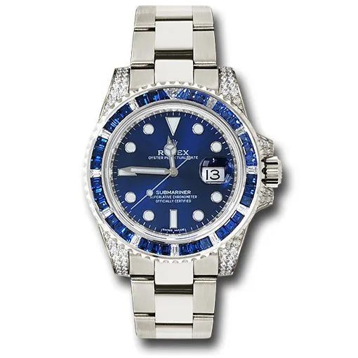 Big Promotion - Rolex Submariner Date 116659 SABR 18K White Gold Diamonds Sapphires Unworn